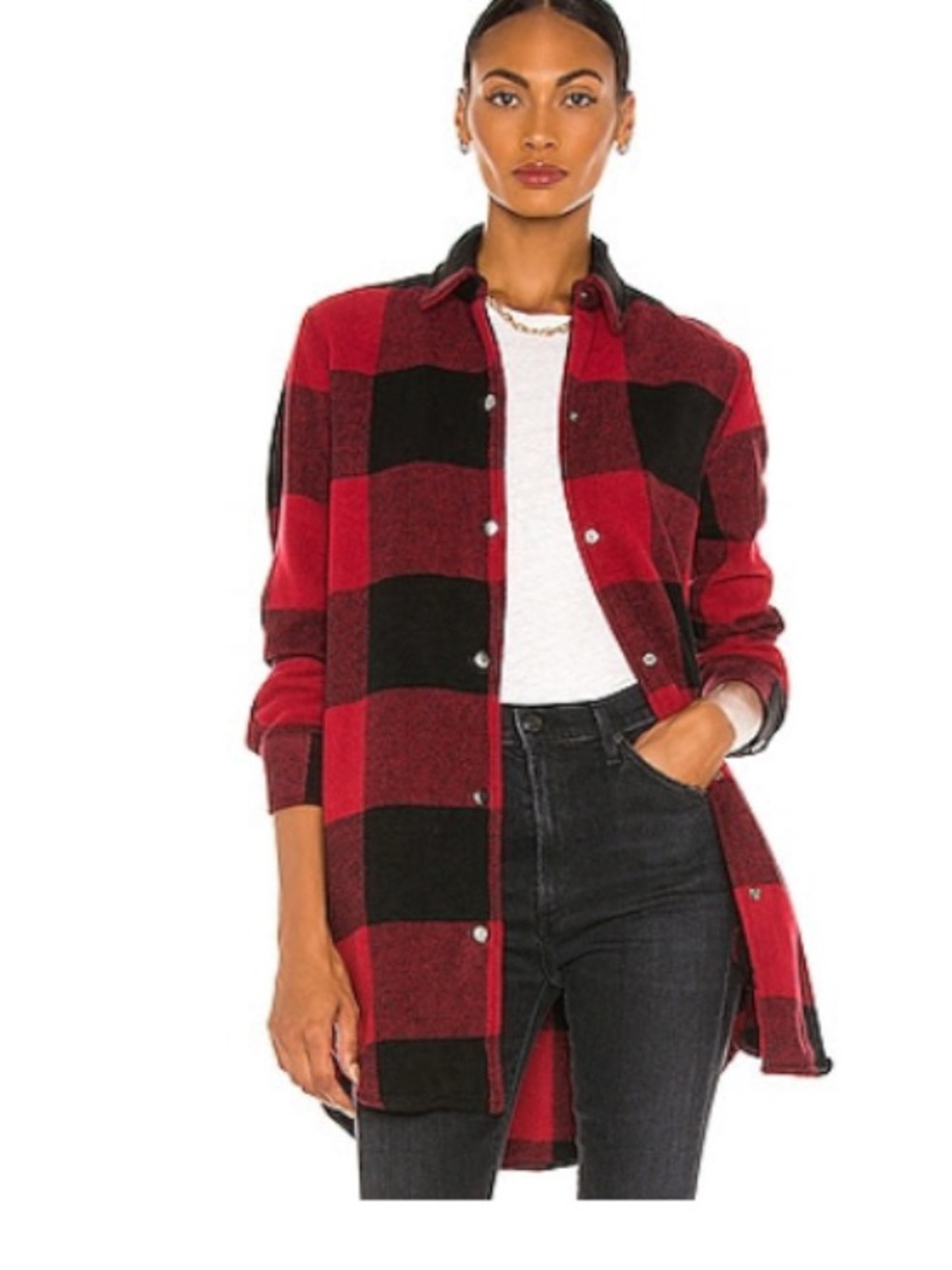 BB Dakota Red and Black Buffalo Plaid Button-Down shirt jacket